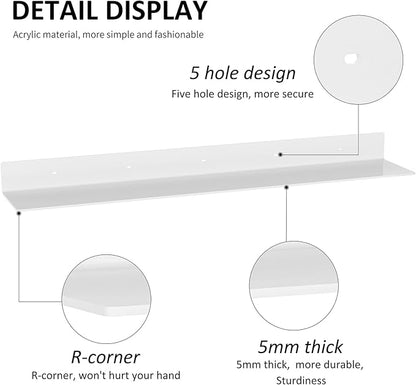 36 Inches Acrylic Wall Shelves 2 Pack, Floating Shelf - Image 4
