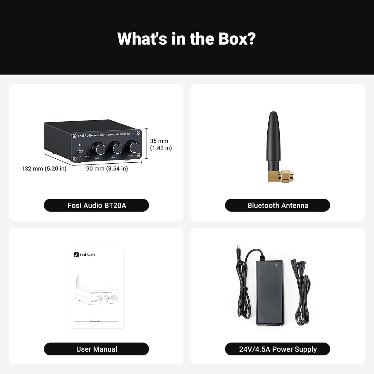 Fosi Audio BT20A Bluetooth Stereo Amplifier, 2 Channel Home Audio Component A...