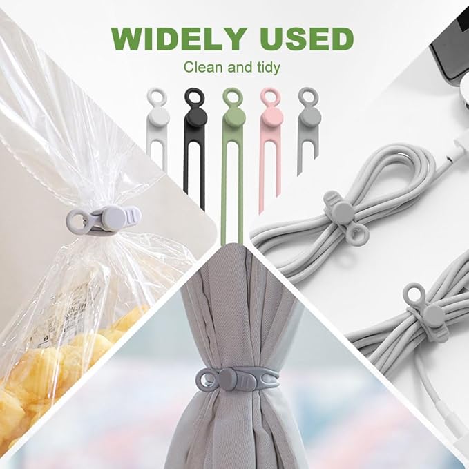 10PC Data Cable Organizer, 2026 Upgrade Silicone Cable Ties Reusable Cable - Image 4