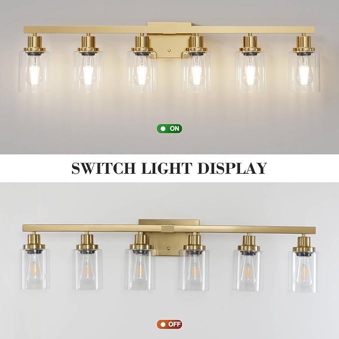DIKAIDA 6 Light Gold Bathroom Vanity Light, Bathroom Light Fixtures - Image 5