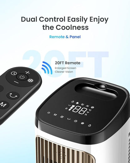 PNTCK Tower Fans with Ice Packs, 12H Timer, 4 Modes, 3 Speeds, 20FT Remote - Image 6