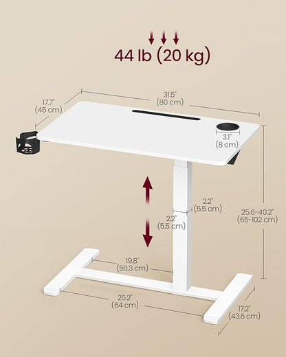 VASAGLE Overbed Table with Wheels, Mobile Standing Computer Desk, 31.5 x 17.7 - Image 6