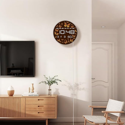 Timethink 12 Inch Butterfly Digital Wall Clock Large Display, Monarch - Image 7