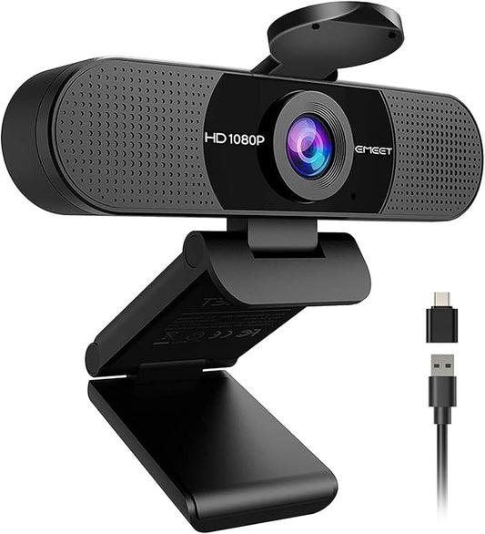 EMEET 1080P Webcam with Microphone, C960 Web Cam, 2 Mics, 90° FOV, USB Type-A & by EMEET
