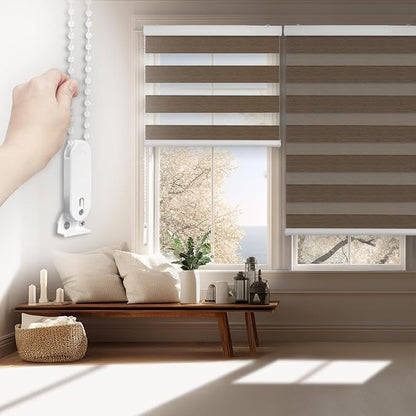 FOIRESOFT Standard Custom Blackout Zebra Roller Blinds Dual Layer Privacy Shade by Foiresoft