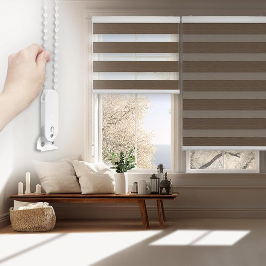 FOIRESOFT Standard Custom Blackout Zebra Roller Blinds Dual Layer Privacy Shade by Foiresoft