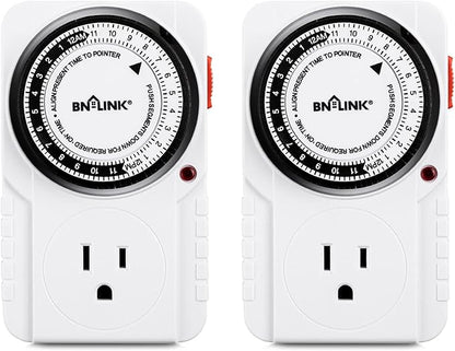 BN-LINK 24 Hour Plug-in Mechanical Timer Grounded by BN-LINK