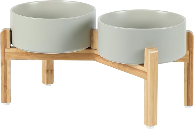 Ceramic Raised Double Bowls Set by Havniva