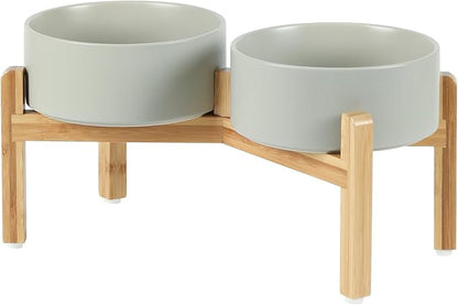 Ceramic Raised Double Bowls Set by Havniva
