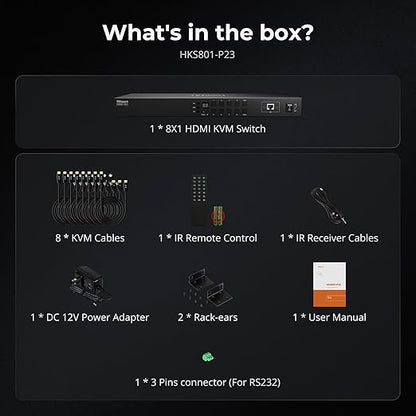 TESmart USB 3.0 HDMI KVM Switch 8 Port 4K@60Hz, 8X1 Rackmount KVM - Image 9