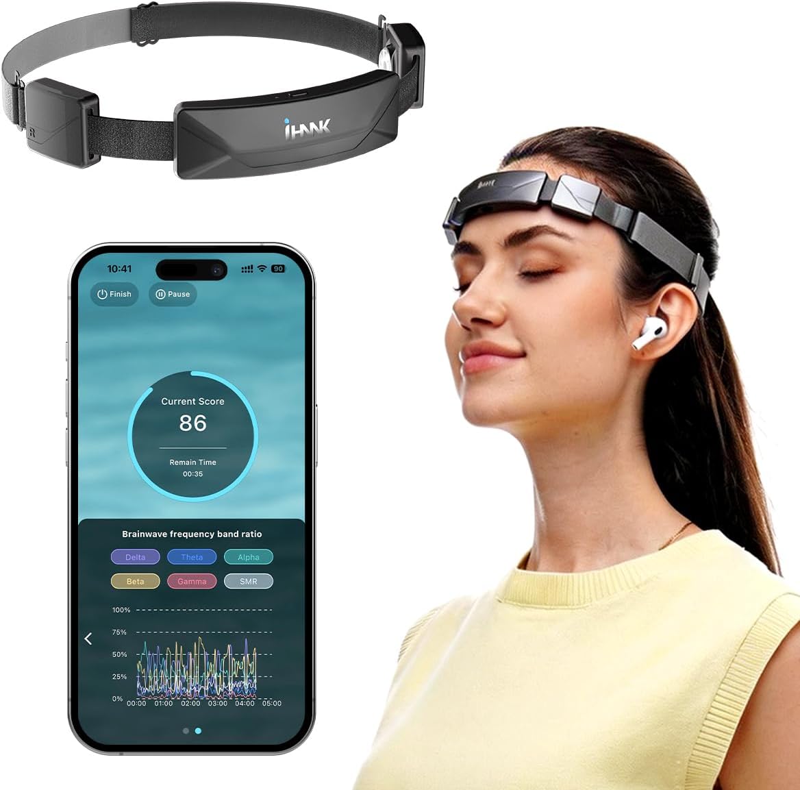 eeg neurofeedback headband for meditation & brainwave monitoring, main product view