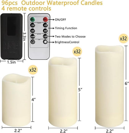 Set of 96 Waterproof Outdoor Flameless Candles, LED Candles - Image 5