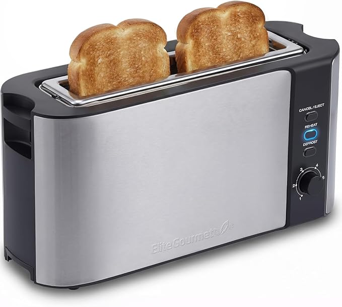 Elite Gourmet ECT3200 2-Slice, 1 Long Slot, Slim Toaster, 6 Toast Settings by EliteGourmet