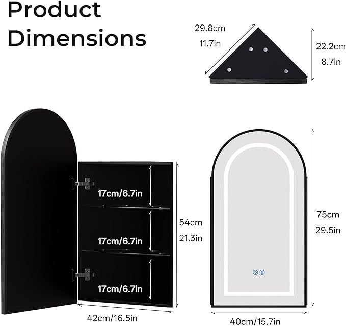 LED Corner Medicine Cabinet - Image 2
