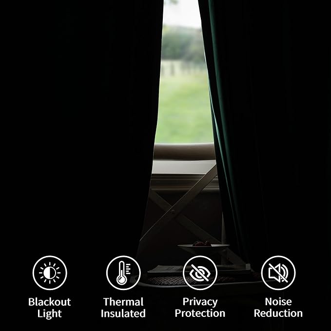 FMFUNCTEX Velvet Curtains Emerald Green Thermal Insulated Curtains - Image 5
