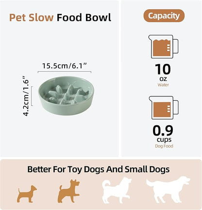 Ceramic 0.9 Cup Dog Bowl Slow Feeder, 6.1inch Slow Pet Food Dish - Image 2