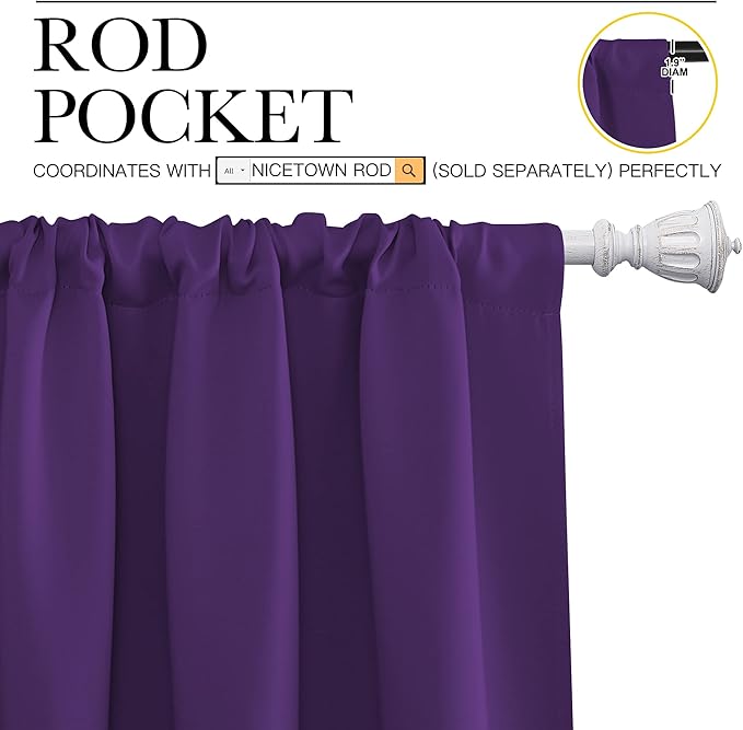 NICETOWN Kitchen Curtains Blackout Drapes & Curtains, Energy Smart Window - Image 3