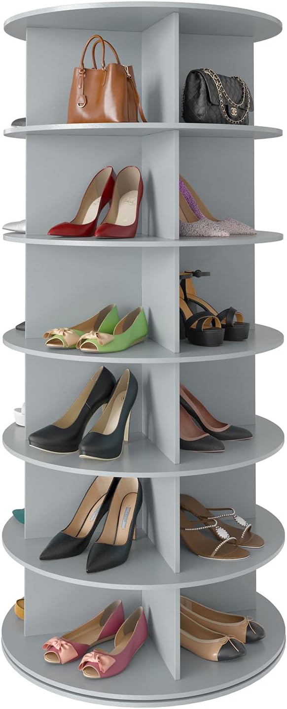 SpaceAid 6 Tier Rotating Shoe Rack Tower, Spinning Shoe Display Lazy Susan by SpaceAid