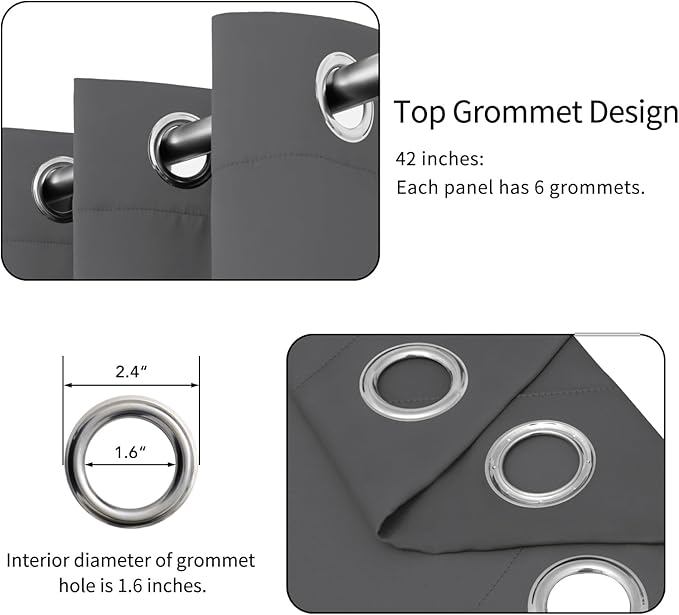 Easy-Going Blackout Curtains for Bedroom, Solid Thermal Insulated Grommet and - Image 4