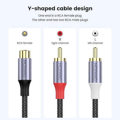 MOSWAG RCA Splitter, 1 Female to 2 Male, RCA Y Splitter Audio Video Cable - Image 4