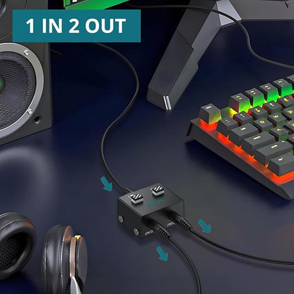 YGITK 3.5mm Audio Switch Bi-Directional, 2-in-1 & 1-in-2 Stereo Audio Switcher - Image 5
