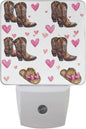Pigsaly Led Night Light Cowgirl Hat Boots Pink Bow Hearts Night Light Plug in by Pigsaly