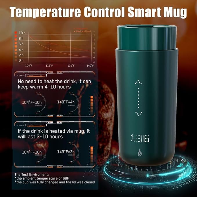 Temperature Control Heated Coffee Mug Smart Self Heating Travel Mug 12 Oz App - Image 5
