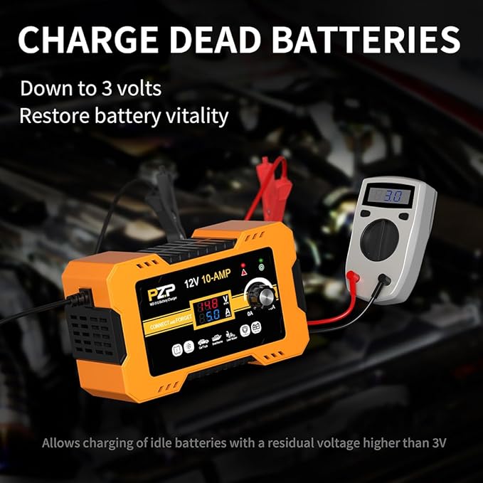 12V Automatic Car Battery Charger, 0-10A Arbitrarily Adjustable Smart Trickle - Image 4