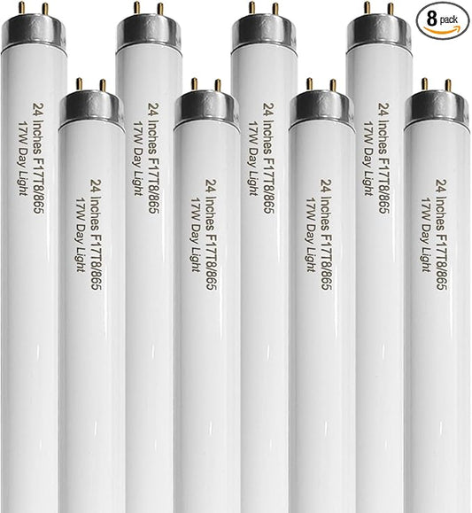 24 Inch F17T8/865 Fluorescent Bulb Daylight 6500K, 17 Watt T8 Light Bulb by Konideke