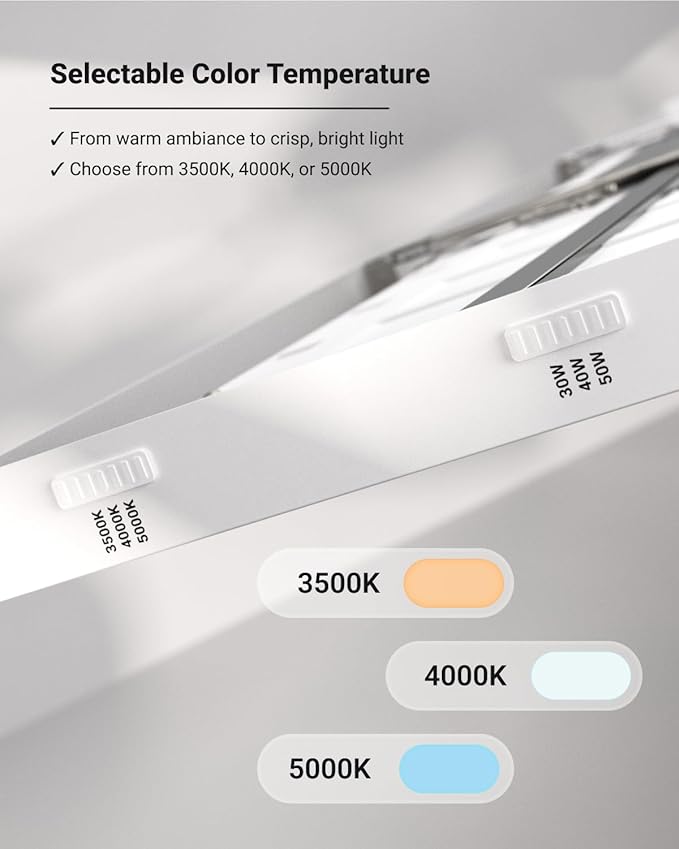 Sunco 1x4 LED Flat Panel Light, Dual Selectable CCT 3500K/4000K/5000K & - Image 3