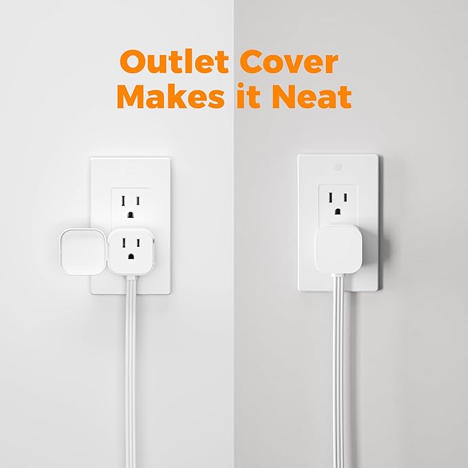 TESSAN Outlet Cover with Extra Outlet on Plug, Surge Protector Power Strip with - Image 2