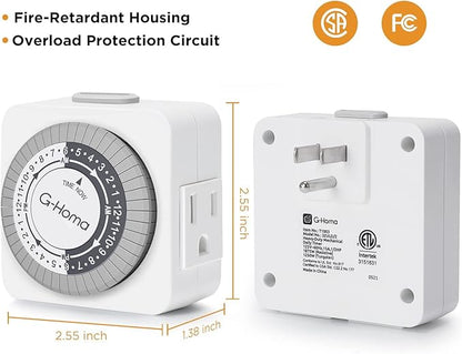 G-Homa Timers for Electrical Outlets, 24 Hour Indoor Plug-in Mechanical Timer - Image 4