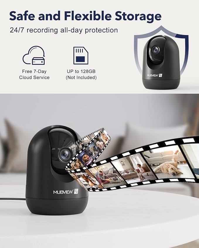 MUBVIEW Cameras for Home Security, Indoor Security Camera, 2.4/5GHz WiFi Wired - Image 8