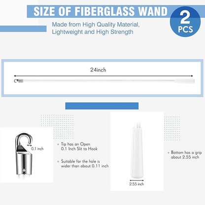 Bokon 2 Pieces White Fiberglass Blind Wand Vertical Blinds Stick Replacement - Image 2