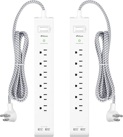 2 Pack Power Strip - 15FT Long Extension Cord by Mifaso