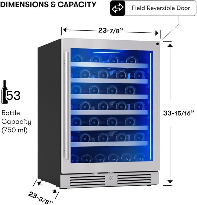Zephyr Presrv 24" Wine Fridge Single Zone Under Counter - Image 3