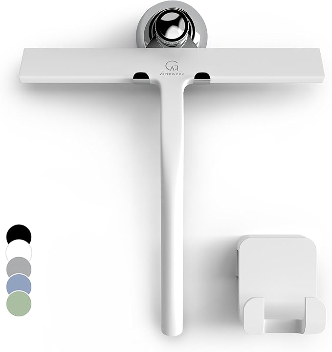 GÜTEWERK Shower Squeegee for Glass Doors, Silicone Window Squeegee, Bathroom by G%C3%9CTEWERK