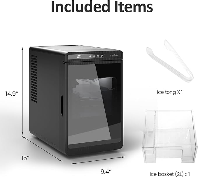 Crystal Clear Ice Maker, Compact Countertop Ice Machine, 3 x 1.6 Ice Cubes - Image 3