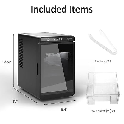 Sunvivi Clear Ice Maker, Compact Countertop Ice Machine, Fast 10-Min Ice - Image 9