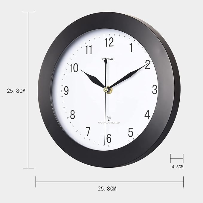 Atomic Wall Clock，US Auto Calibration Time 10 Inch Round Clock, Battery Operated - Image 4