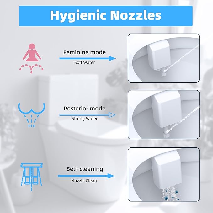 Hibbent Bidet Attachment for Toilet, Hot and Cold Water Spray Non-Electric Dual - Image 2