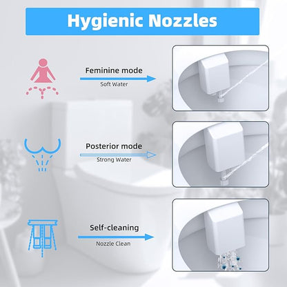 Hibbent Bidet Attachment for Toilet, Hot and Cold Water Spray Non-Electric Dual - Image 2