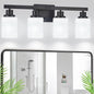DIKAIDA Bathroom Light Fixtures, 4-Light Matte Black Bathroom Vanity Lights by DIKAIDALights