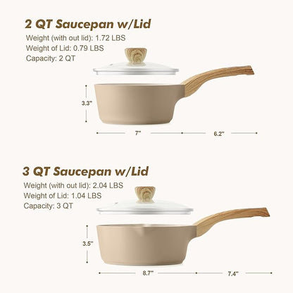 SENSARTE 2.0 & 3.0 Quart Ceramic Sauce Pan Sets - Image 6