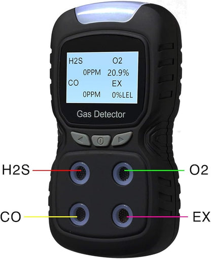 Vzmcov 4 in 1 Gas Detector, Rechargeable Portable 4 in 1 Gas Clip 4-Gas Monitor - Image 2