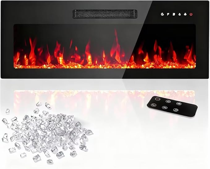 36" Electric Fireplace Insert, Wall Mounted & Recessed Heater, Slim by ReinventingtheGoodinLife
