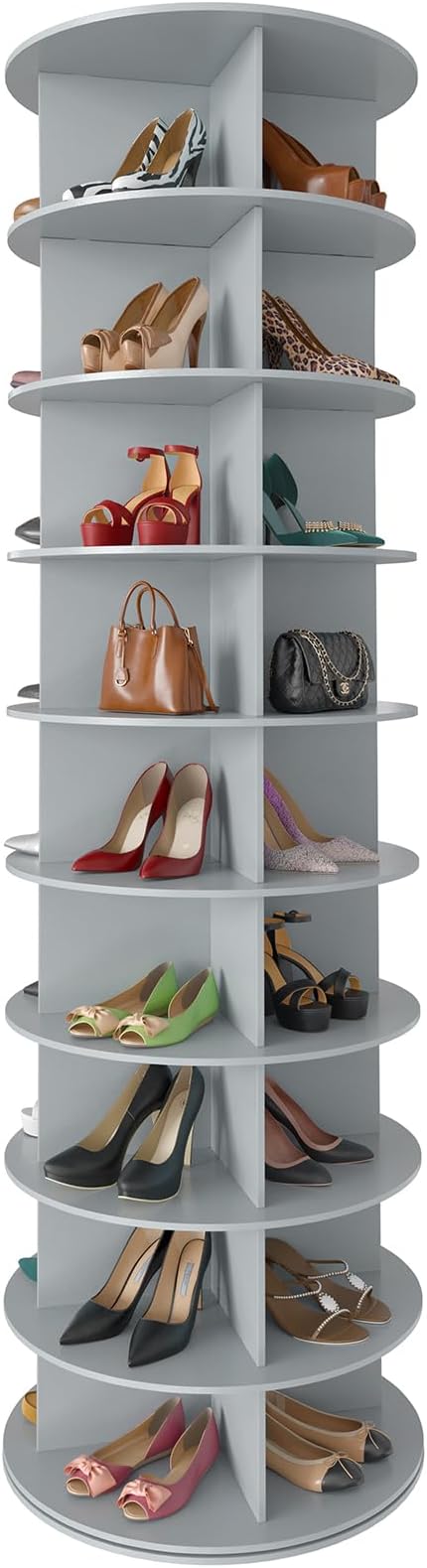 SpaceAid 9 Tier Rotating Shoe Rack Tower, Spinning Shoe Display Lazy Susan by SpaceAid