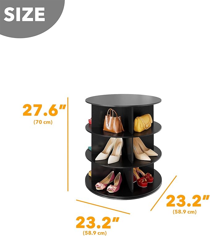 SpaceAid 3 Tier Rotating Shoe Rack Tower, Spinning Shoe Display Lazy Susan - Image 2
