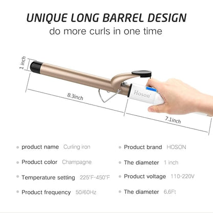 Hoson 1 Inch Curling Iron Professional Ceramic Tourmaline Coating Barrel Hair - Image 6