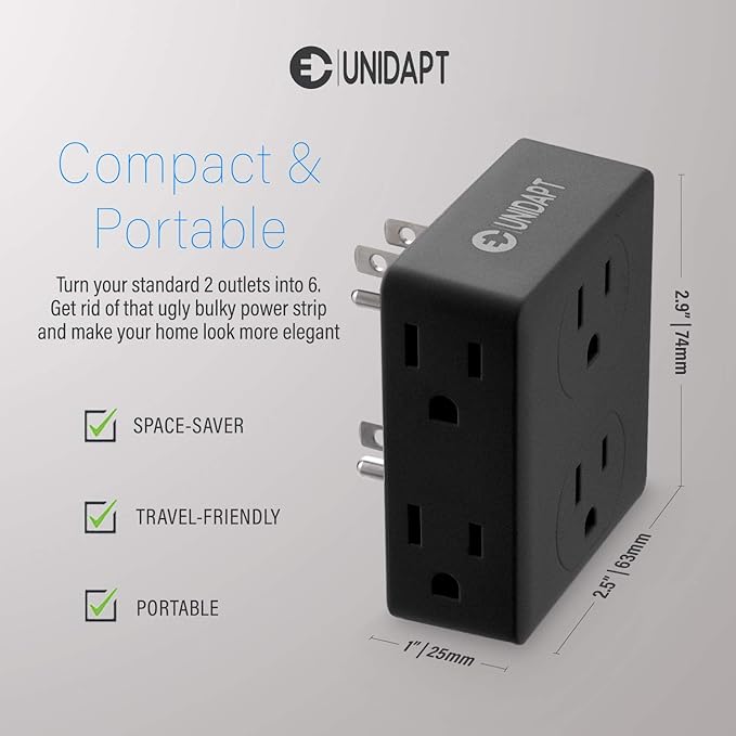 Multi Plug Outlet Splitter, Unidapt Multiple Outlets Extender Adapter - Image 3